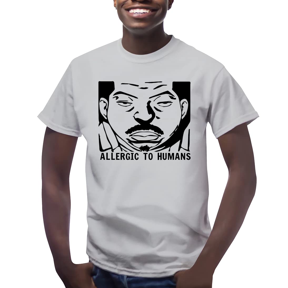 Allergic to Humans Anime Graphic Men's Short Sleeve T-Shirt - Funny Casual Tee for Anime Fans, Gifts & Everyday Wear