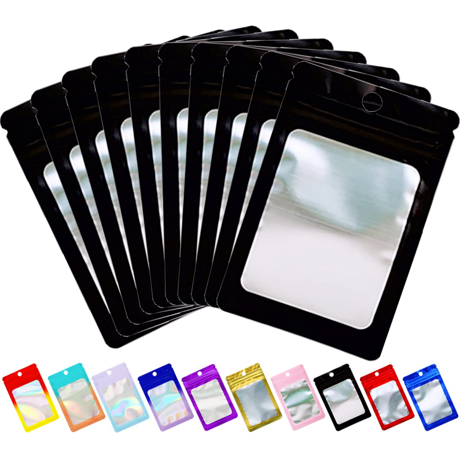 100 Pack Resealable Mylar Bags with Zipper - Small Foil Ziplock Pouches for Business Cards, Eyelashes, Jewelry & Samples Storage | Perfect for Small Business, Craft Supplies & Travel Organization