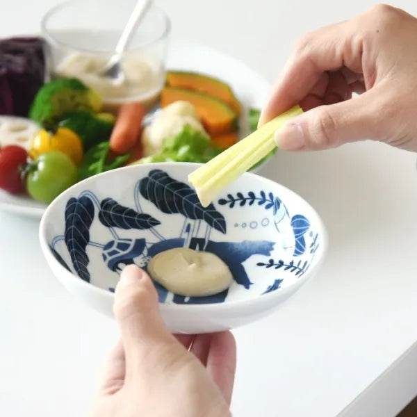 Premium Japanese Hasami Yaki Square Small Bowl Set of 5pcs - Handcrafted Ceramic Animal Design Bowls for Sushi, Salad, Dessert & Home Decor