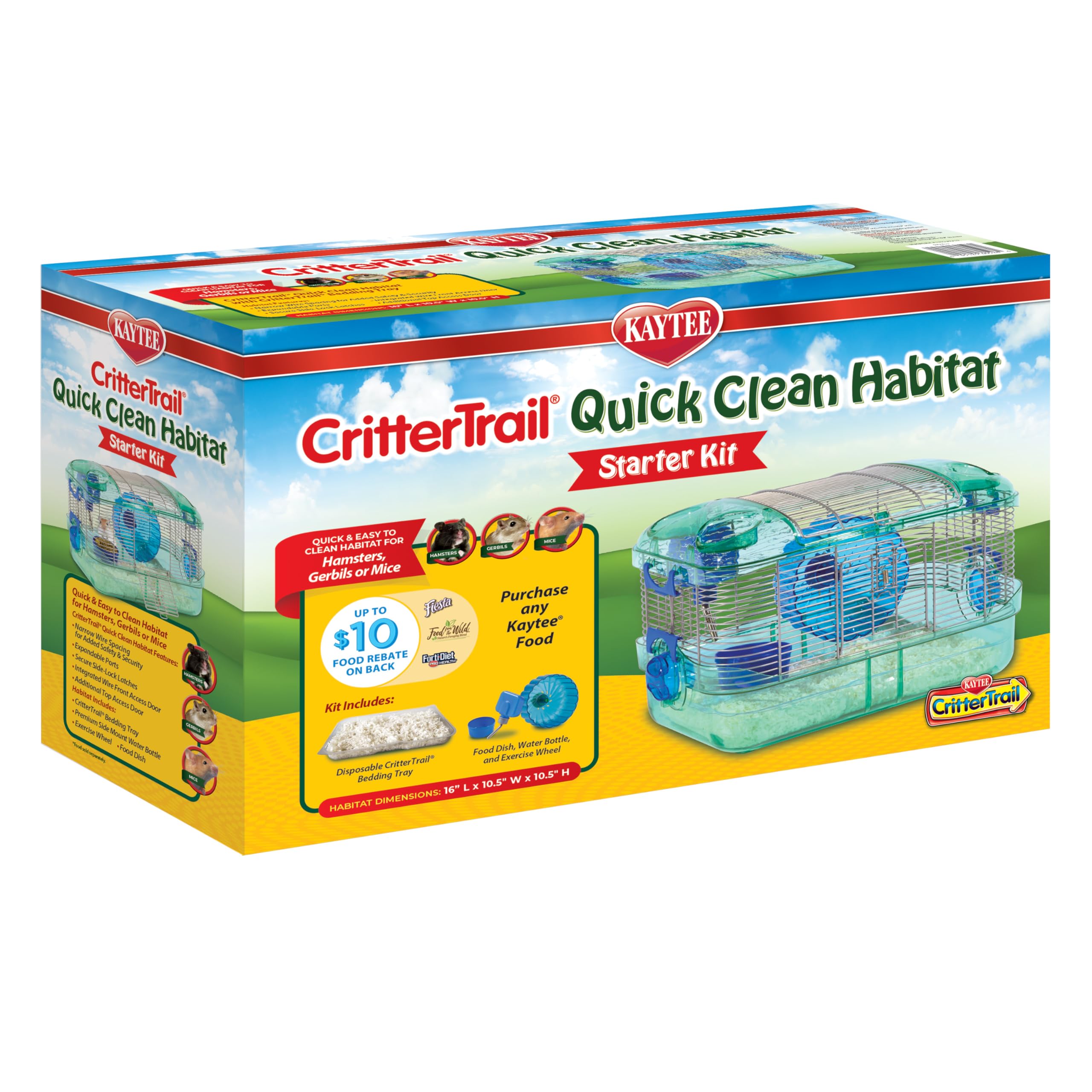 Kaytee CritterTrail Quick Clean Habitat for Small Pets - Gerbils, Hamsters & Mice | Easy-Clean Cage with Removable Tray | Perfect for Home, Classroom or Office Use