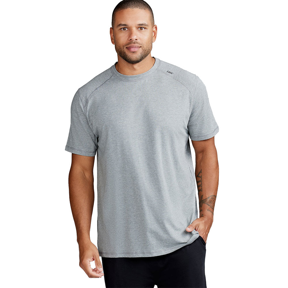 Tasc Carrollton T-Shirt for Men & Women - Soft Heather Gray Cotton Tee - Casual Wear, Gym, Travel & Everyday Outfits