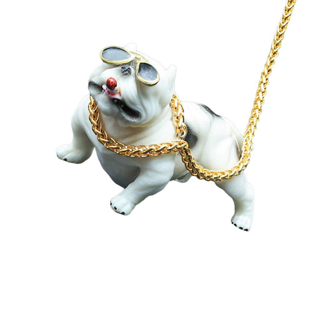 Stylish Black and White Puppy Car Dashboard Ornament - Cute Dog Figure Decor for Vehicle, Desk & Office - Perfect Gift for Pet Lovers & Kids (Great for Road Trips & Workspace Decor)