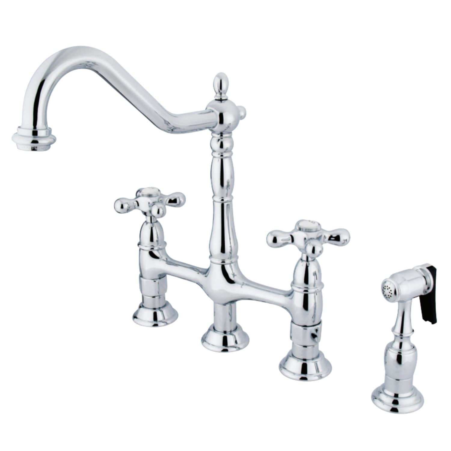 Kingston Brass Heritage 8-Inch Center Kitchen Faucet with Side Sprayer - High Arc Pull-Out Sprayer for Modern Kitchen Sink, Perfect for Washing Dishes and Filling Pots