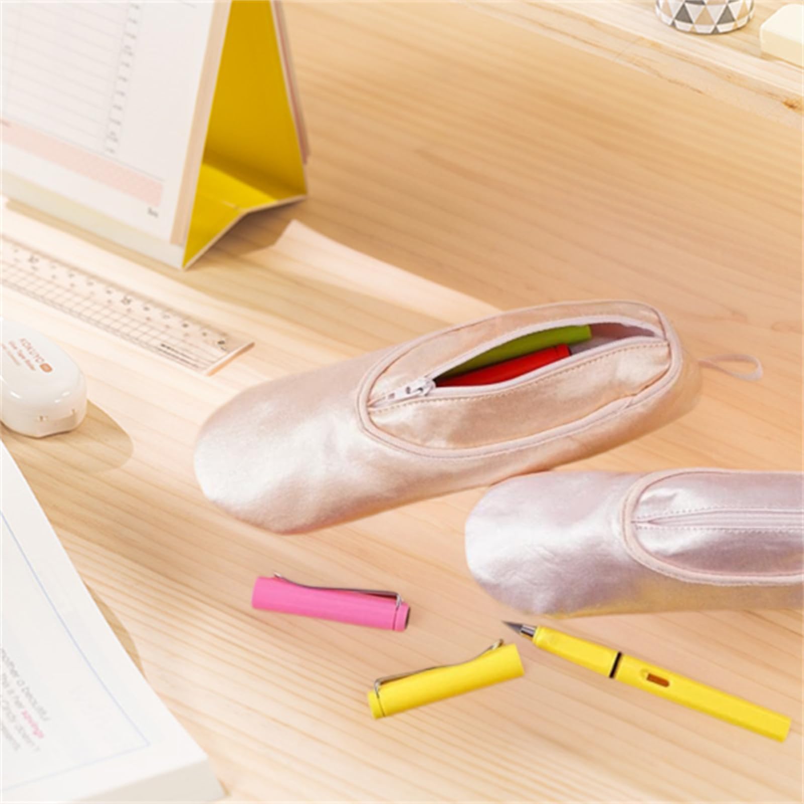 **Ballet Dance Shoe Makeup Bag for Little Girls - 2 Pcs Ballerina Slipper Pouch, Perfect for Dance Class, Birthday Gifts & Travel Accessories**