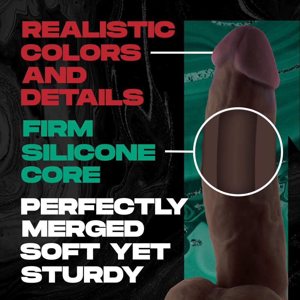 Premium Liquid Silicone Realistic Dildo Vibrator - Ultra Soft Anatomical Shaft with Side Curve & FlexiSkin Technology - Double Layered Sex Toy for Couples, Lesbian & Gay Adults - Perfect for Solo Play, Partner Intimacy & BDSM Exploration