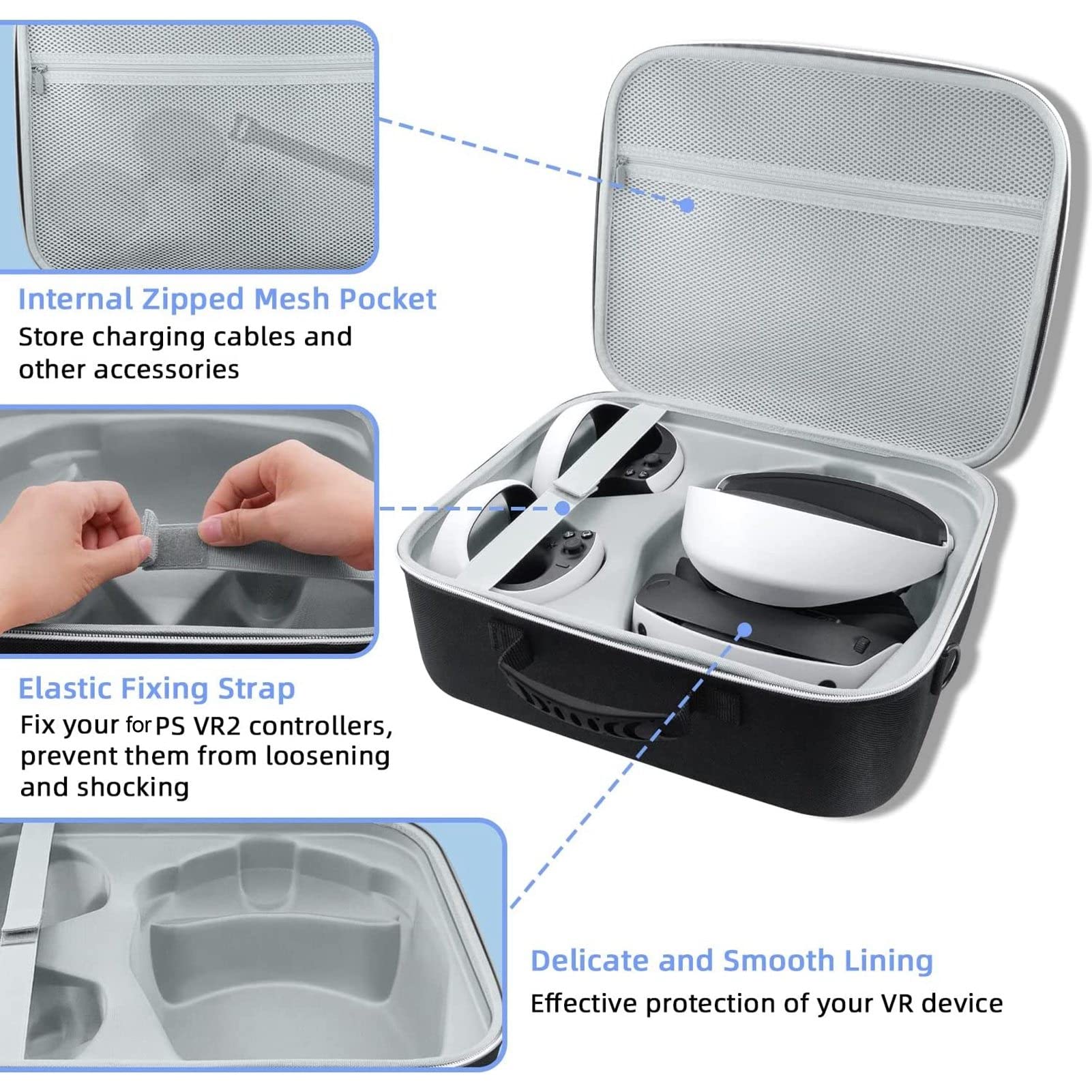 PS VR2 Hard Carrying Case with Shoulder Strap - Protective Storage Bag for PlayStation VR2 Headset & Controllers - Travel-Friendly Design for Gaming Accessories | Perfect for Travel, Storage & Gaming Events