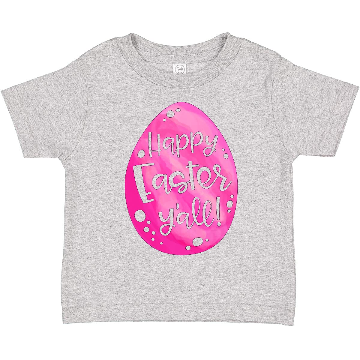 Inktastic Happy Easter Y'all Pink Easter Egg Toddler T-Shirt - Cute Spring Outfit for Baby Girls & Boys, Easter Sunday Church, Egg Hunt Party, Family Photo Matching