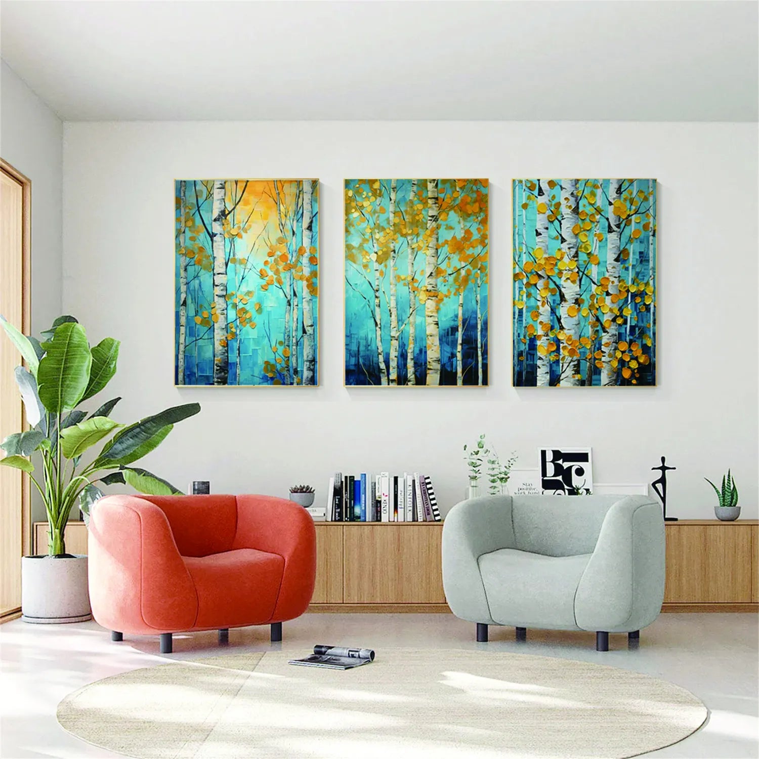 3-Piece Floral and Tree Canvas Art Set #FT094 - Perfect for Living Room, Bedroom, and Office Wall Decor