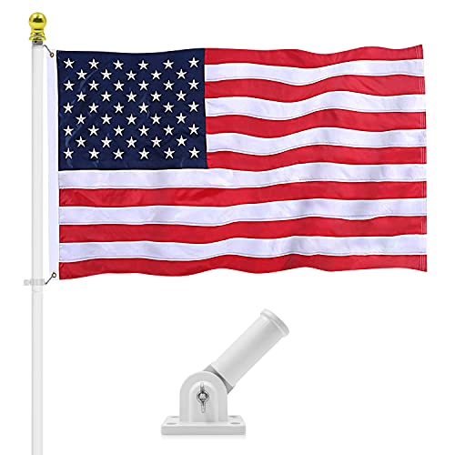 3x5 Ft Flag with Multi-Position White Flagpole Kit