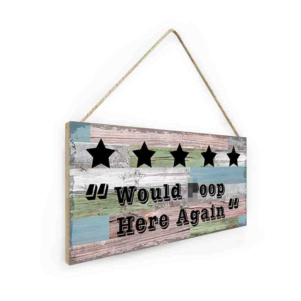 Funny Bathroom Wall Decor - Cute Guest Bathroom Wooden Sign with Humorous Quote - Farmhouse Style Home & Coffee Bar Art - Perfect for Restrooms, Cafés & Pubs