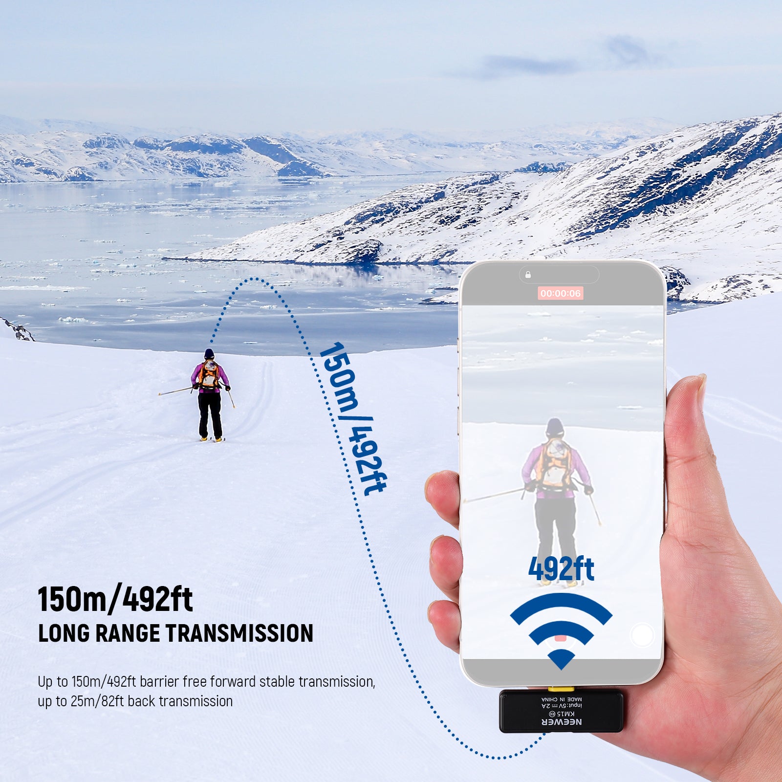 NEEWER KM15 Wireless Lavalier Microphone for Smartphones - Type C Plug & Play, Noise Canceling, 50ft Range - Perfect for Vlogging, YouTube, TikTok, Live Streaming & Interviews