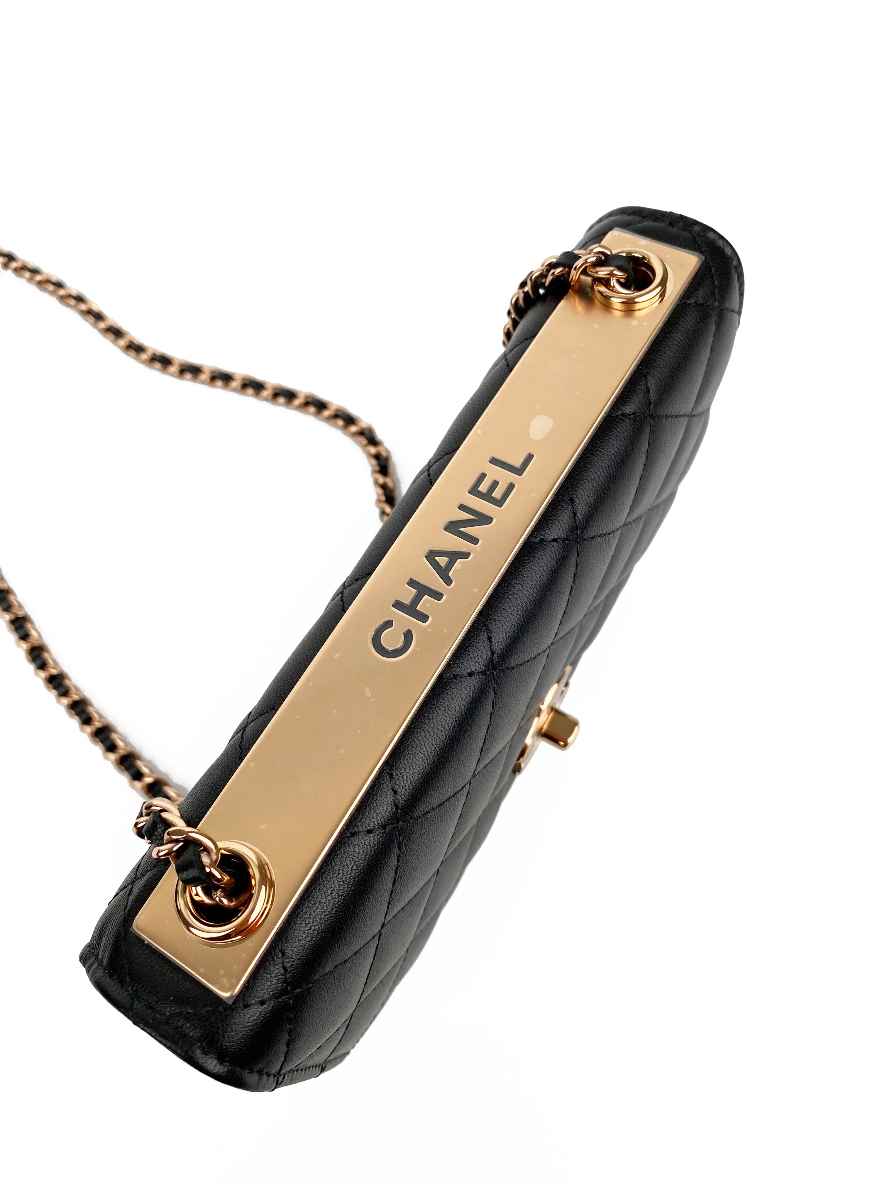 Chanel Black Trendy Wallet on Chain with Rose Gold Hardware - Stylish Crossbody Bag for Women, Perfect for Evening Parties, Date Nights & Special Occasions