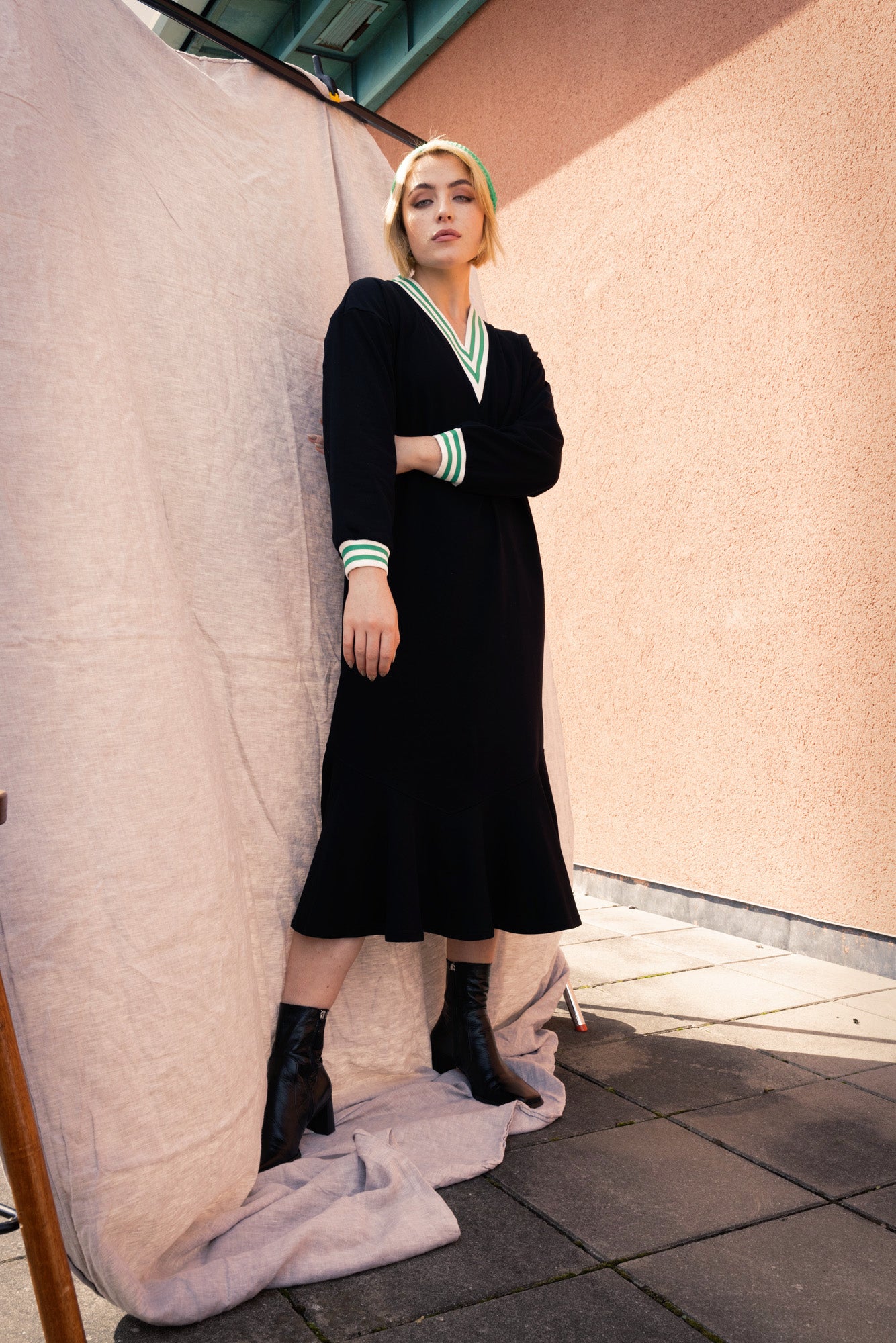 Frida Dress for Women - Elegant Black Midi Dress with Floral Embroidery | Perfect for Parties, Weddings & Date Nights