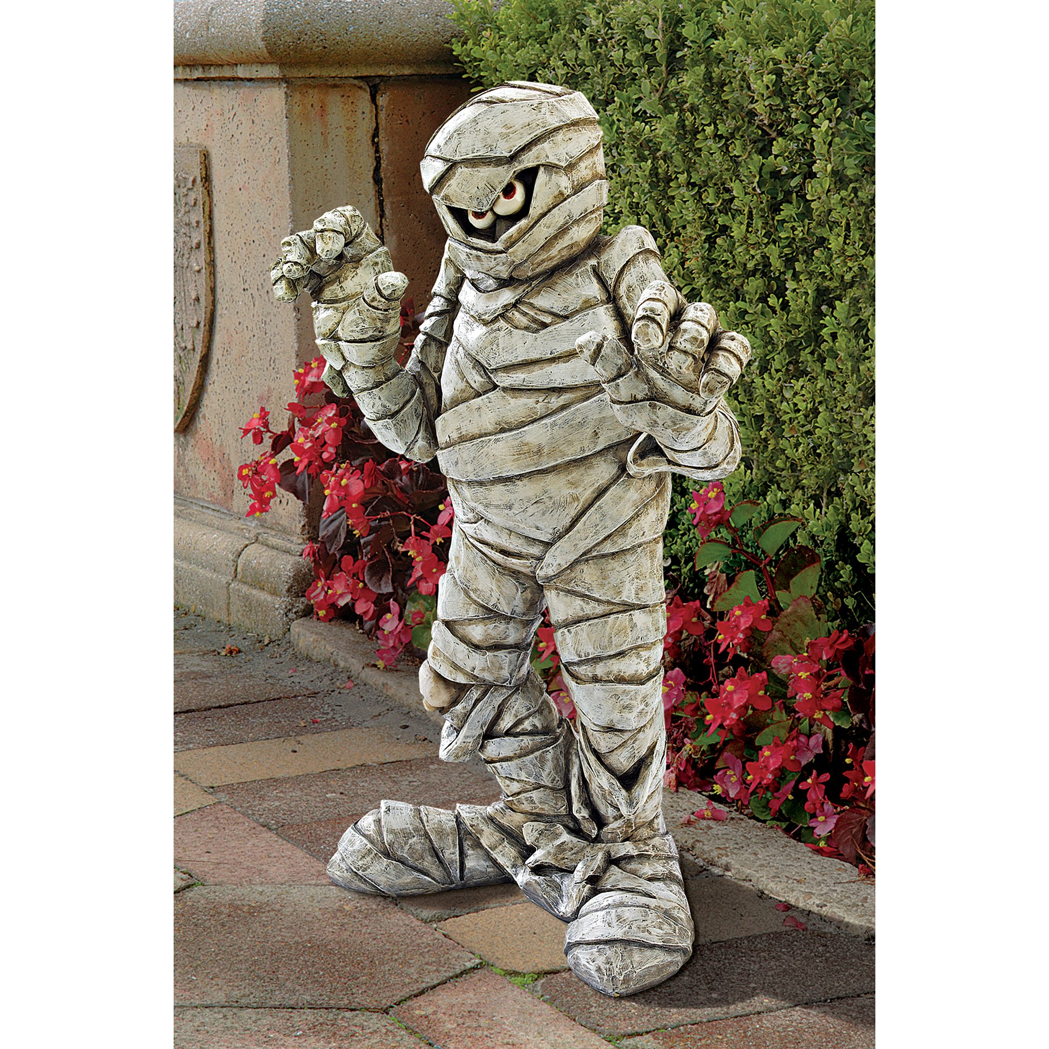 Design Toscano Wrapped Too Tight Garden Mummy Statue - Egyptian Decor for Outdoor & Indoor Use - Perfect for Halloween, Garden Decor, and Ancient-Themed Parties