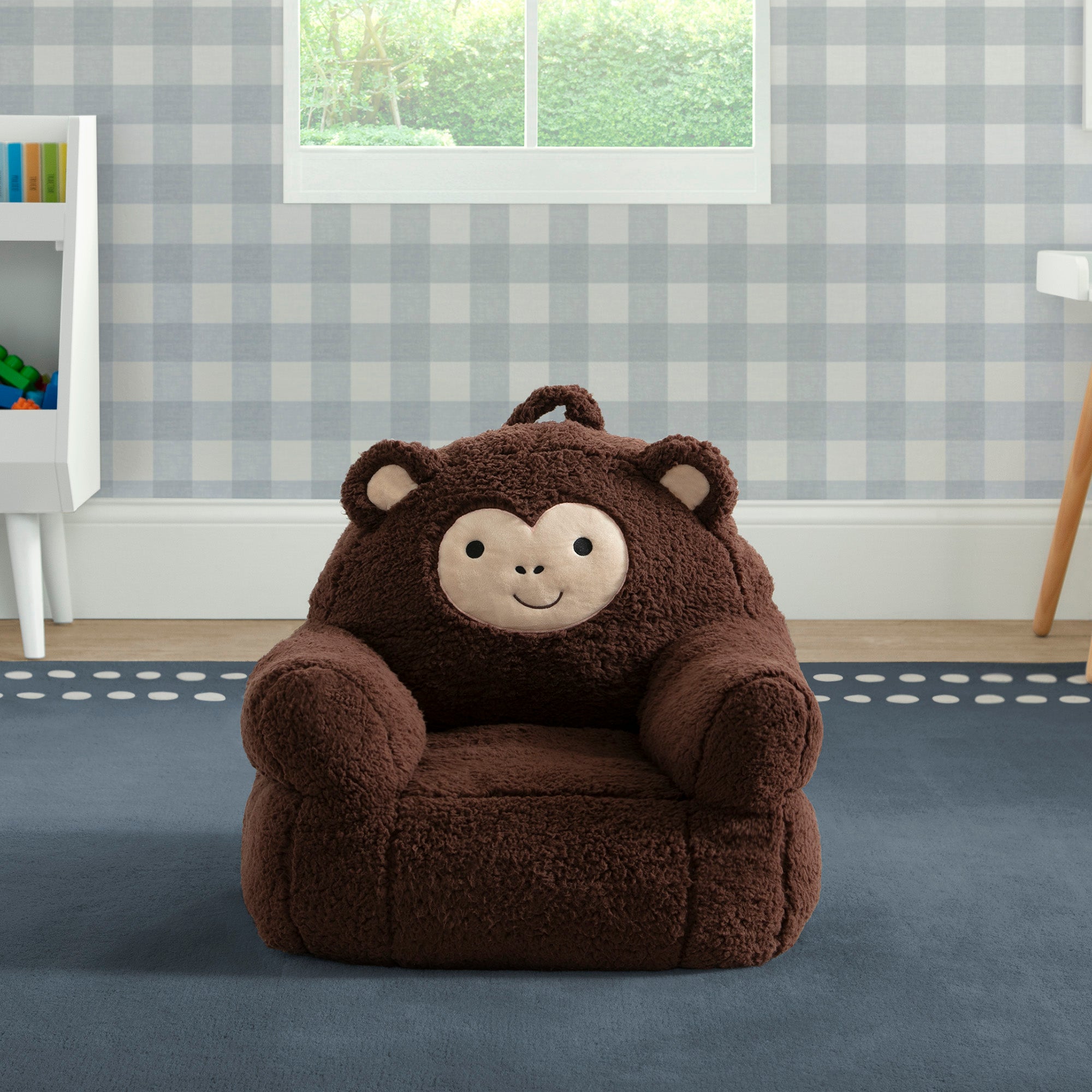 Cozy Buddy Monkey Chair for Kids - Soft Plush Animal Chair with Non-Slip Bottom, Perfect for Nursery, Playroom & Toddler Reading Nook (Brown)