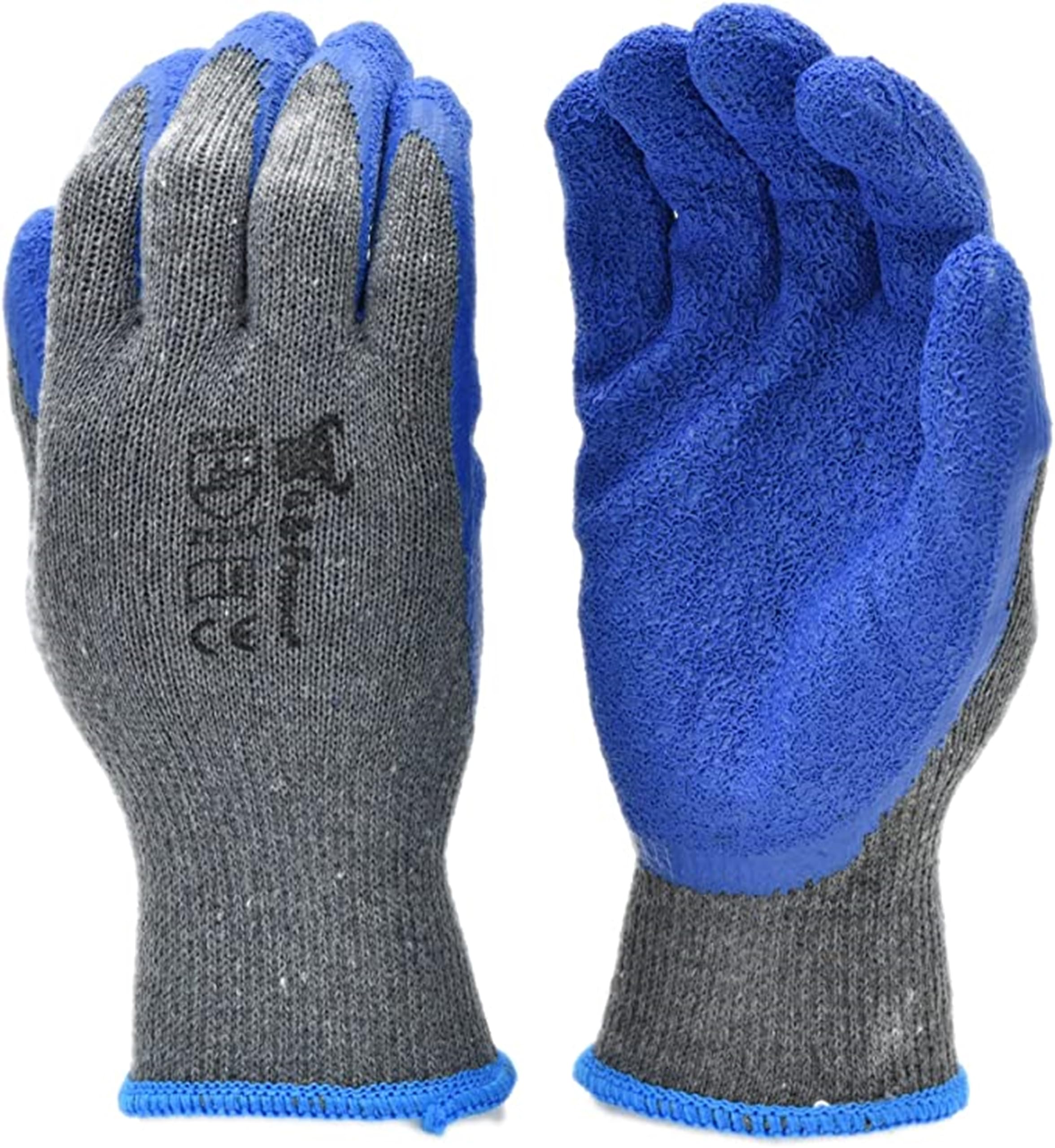 G & F Products - 3100S 12 Pairs Small Rubber Latex Double Coated Work Gloves for Construction, Gardening, Landscaping & Heavy Duty Tasks - Durable Cotton Blend Blue Gloves for Hand Protection