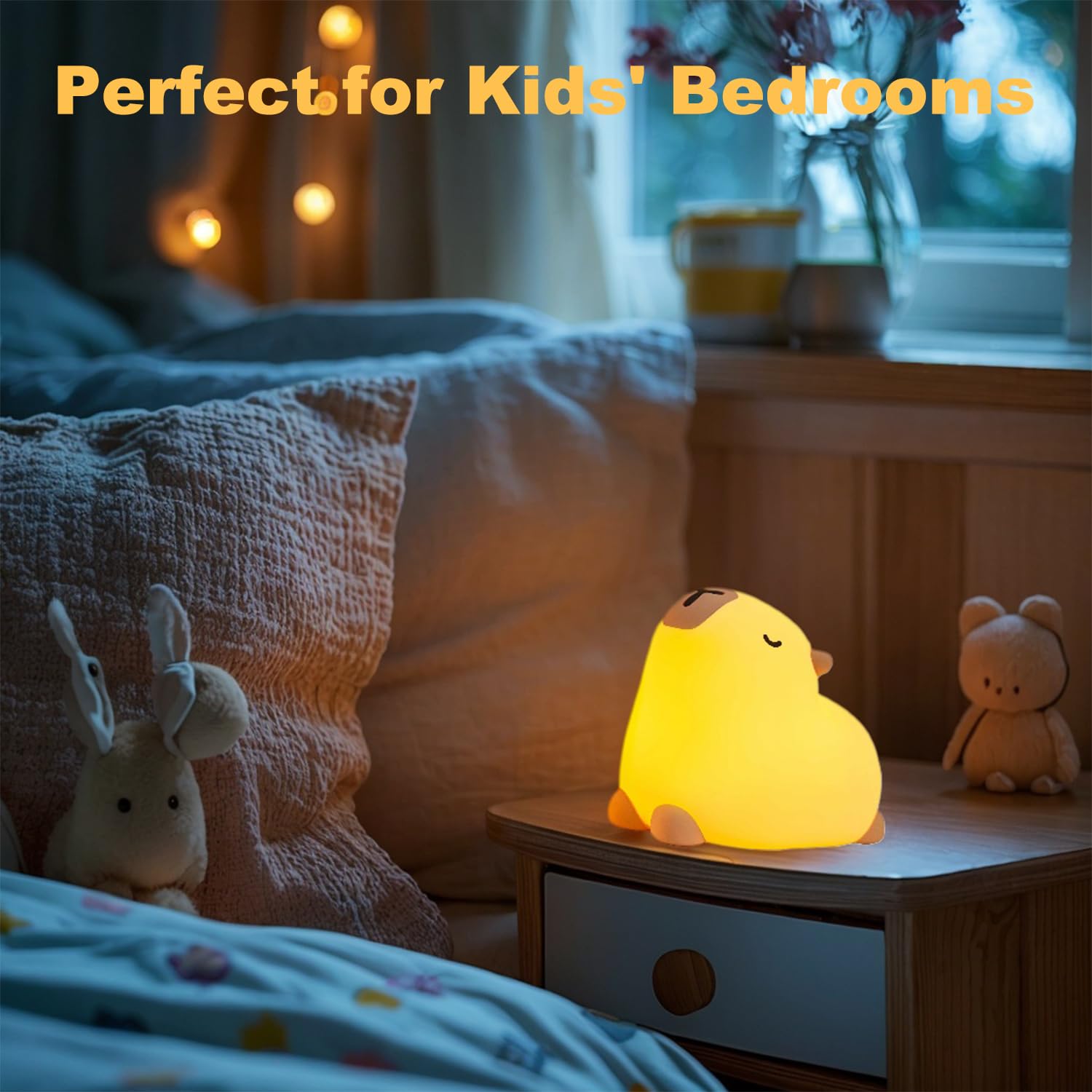 Capybara Night Light for Kids with Timer - Cute Silicone Nursery Lamp, Baby Toddler Room Decor, Kawaii Animal Nightlight for Teen Girls - Perfect for Bedrooms, Nurseries & Fun Gifts