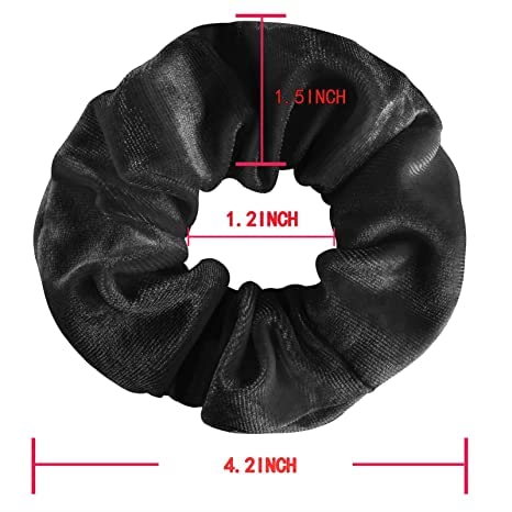 Ezume® 12 Pack Black Velvet Hair Scrunchies - Soft Elastic Hair Ties for Women & Girls - Gentle No-Slip Hair Bands for Workouts, Yoga, Office & Everyday Use