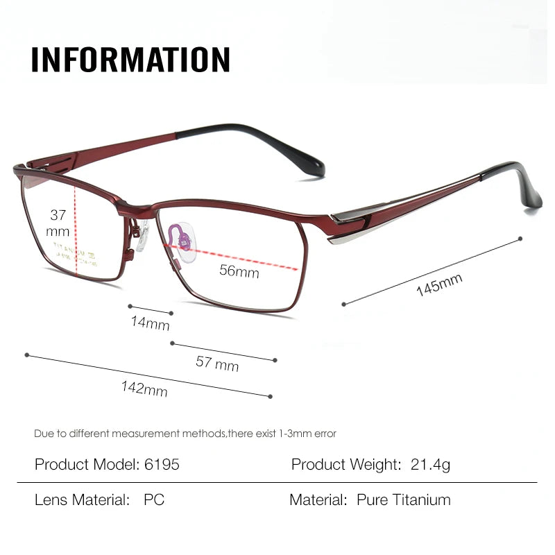 Aror Unisex Semi-Rimmed Polygon Square Titanium Eyeglasses Frame 96195 - Lightweight Durable Glasses for Work, Reading & Fashion