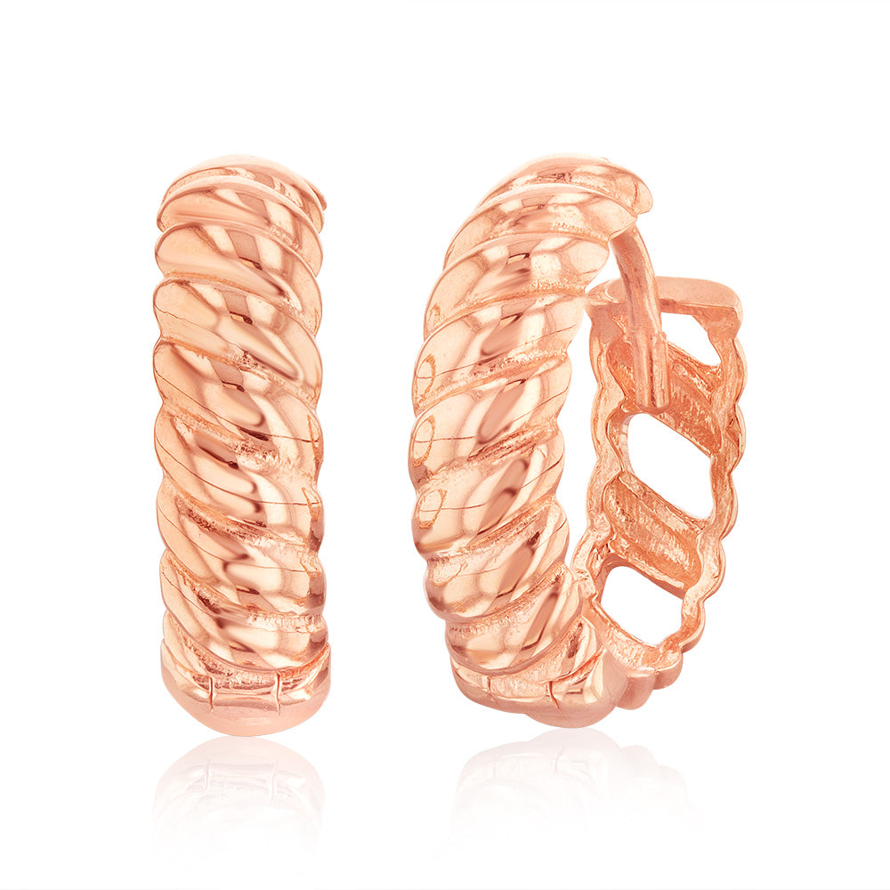 9ct Rose Gold 10.5mm Hoop Earrings for Women - Elegant Patterned Design - Perfect for Everyday Wear, Parties & Special Occasions