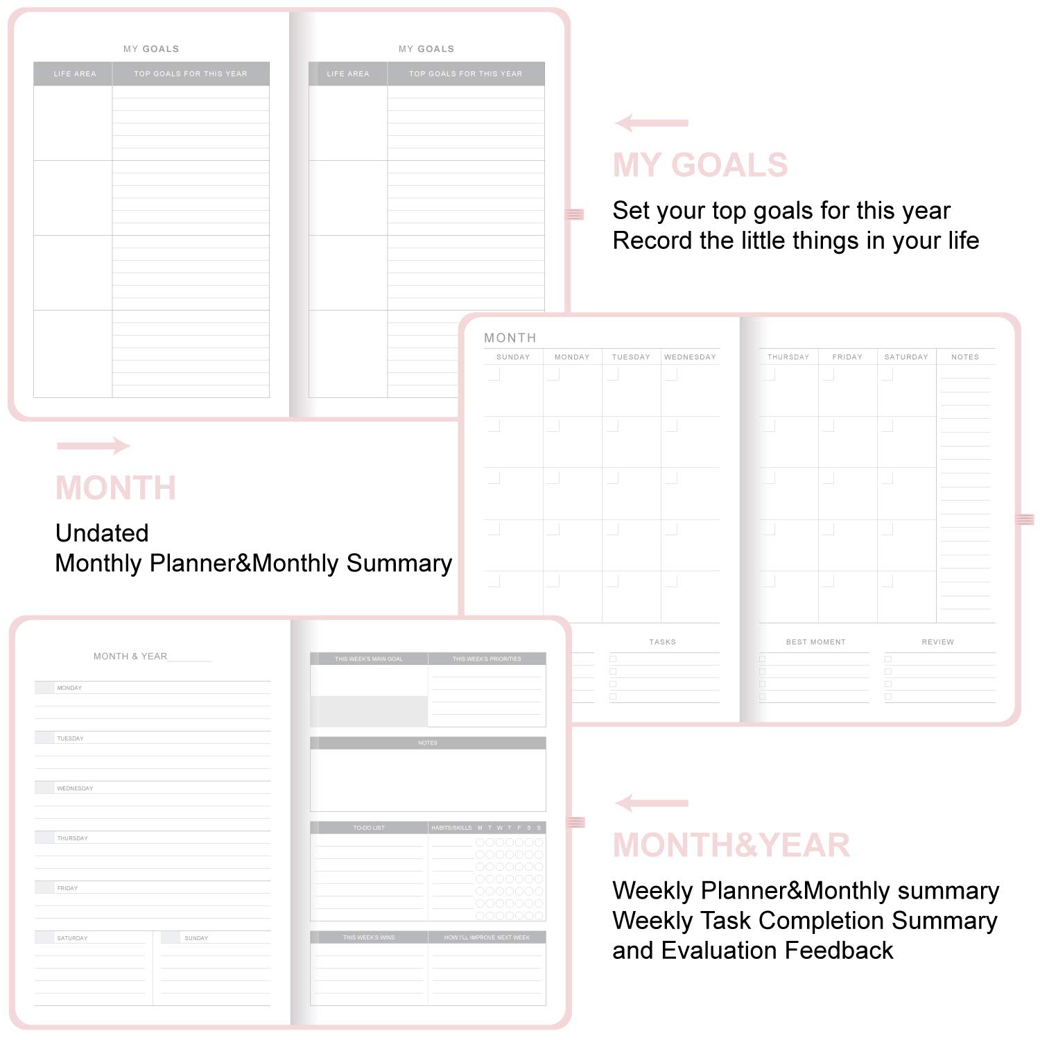 2024-2025 Undated Weekly & Monthly Planner - 5.6