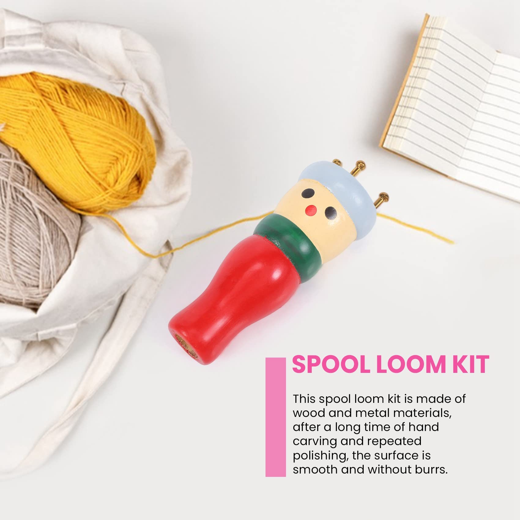 2-Pack French Knitter Tool - Wooden Knitting Set & Spool Knitting Doll for DIY Bracelets, Scarves, Hats - Perfect for Kids Crafts, Handmade Gifts & Knitting Beginners
