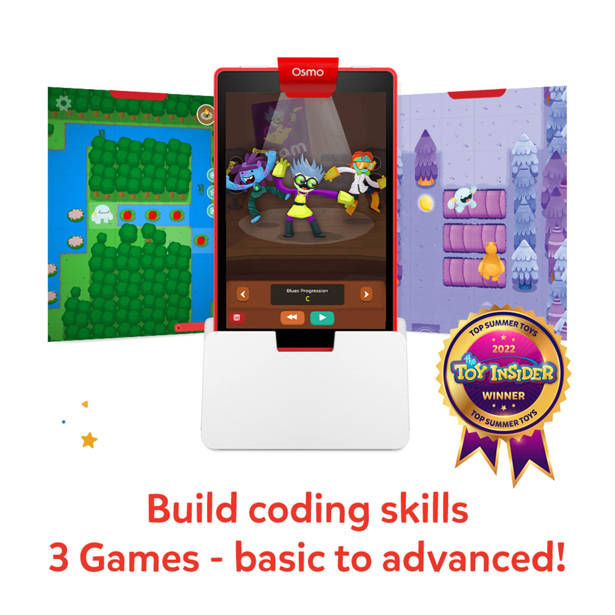 Osmo-Coding Starter Kit for Fire Tablet - 3 Educational STEM Learning Games for Kids Ages 5-10 | Learn Coding Basics, Solve Puzzles | Perfect Gift for Boys & Girls (Includes Fire Tablet Base) - Amazon Exclusive | Great for Homeschooling & Classroom Coding Activities