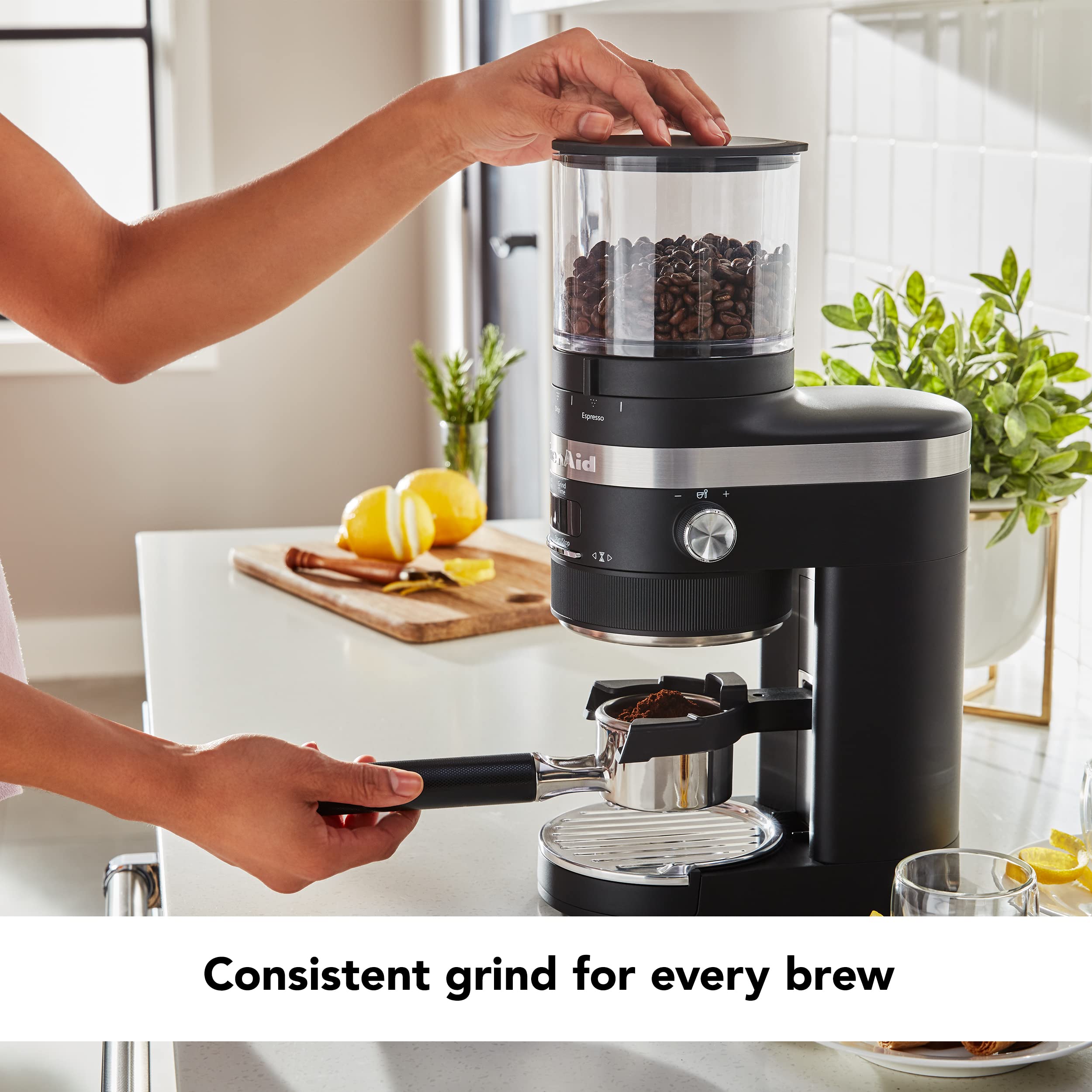 KitchenAid KCG8433 Premium Burr Coffee Grinder - 10 Oz Capacity, Black Matte Finish - Perfect for Home Baristas & Coffee Enthusiasts - Ideal for Espresso, French Press & Pour Over Brewing