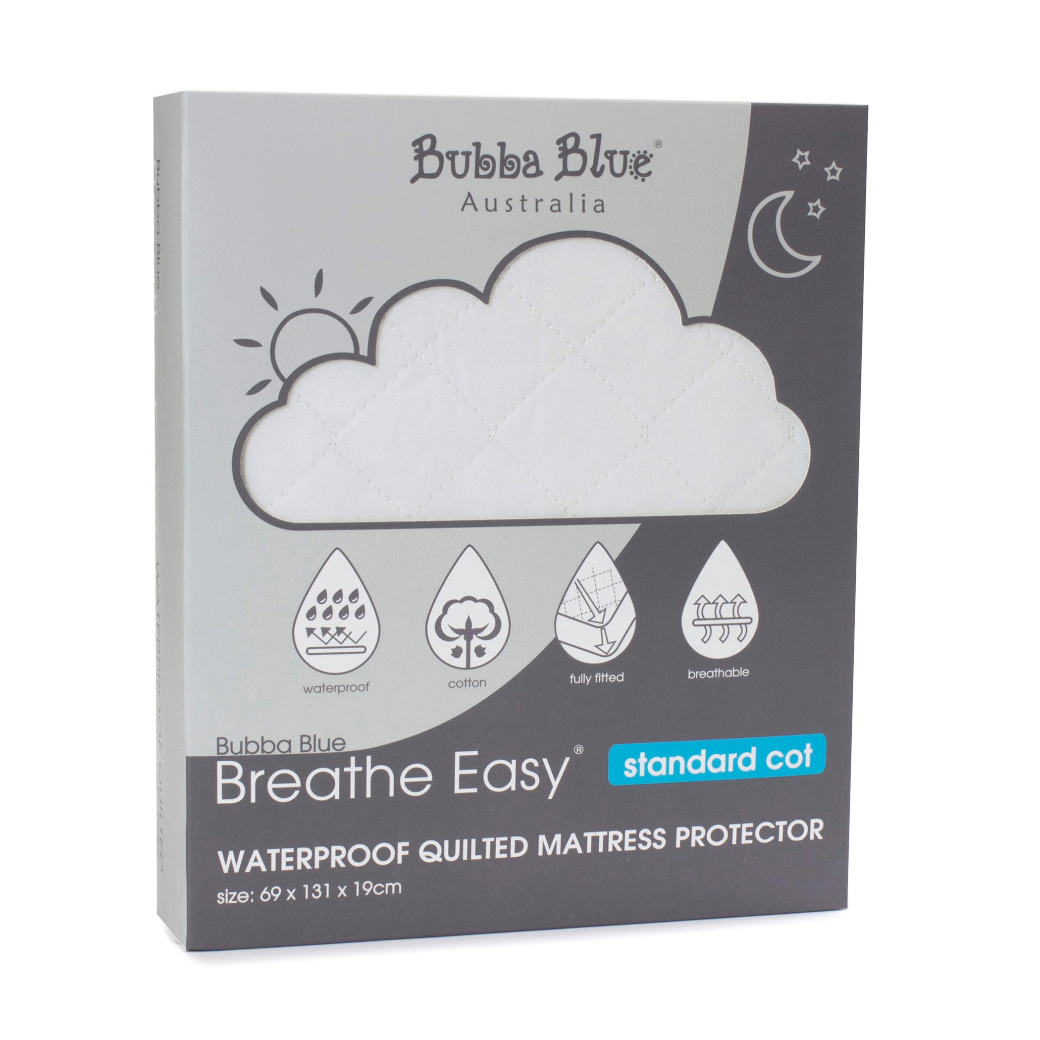 Breathe Easy® Standard Cot Waterproof Quilted Mattress Protector - Hypoallergenic, Breathable & Washable - Perfect for Baby Cribs, Toddler Beds & Nursery Use
