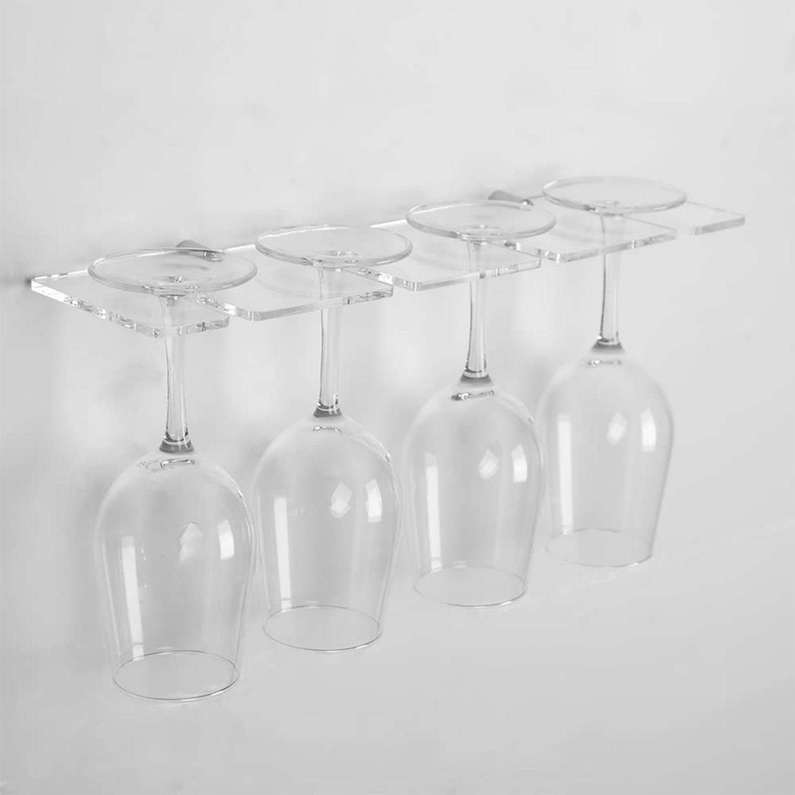 Stainless Steel Wall Mounted Wine Glass Holder - 6 Hooks Space Saving Wine Glass Rack for Kitchen, Home Bar, Wine Cellar & Party Room - Elegant Wine Glass Display & Storage Solution