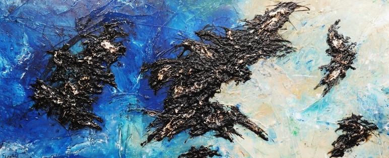 Blue Abstract Canvas Painting 240cm x 100cm - Modern Wall Art for Living Room & Office Decor - Dare To Dream Collection