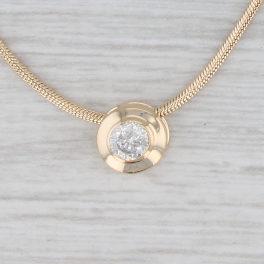 0.14ct Diamond Solitaire Pendant Necklace - 14K Yellow Gold 15.75 Inch Snake Chain for Women - Elegant Gift for Anniversary, Valentine's Day & Special Occasions