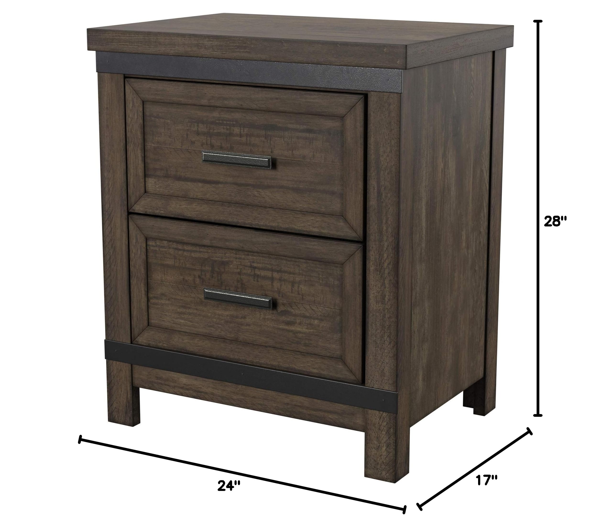 Liberty Furniture INDUSTRIES Two Drawer Nightstand in Gray Finish 141 - Modern Bedside Table for Bedroom, Living Room & Guest Room Storage