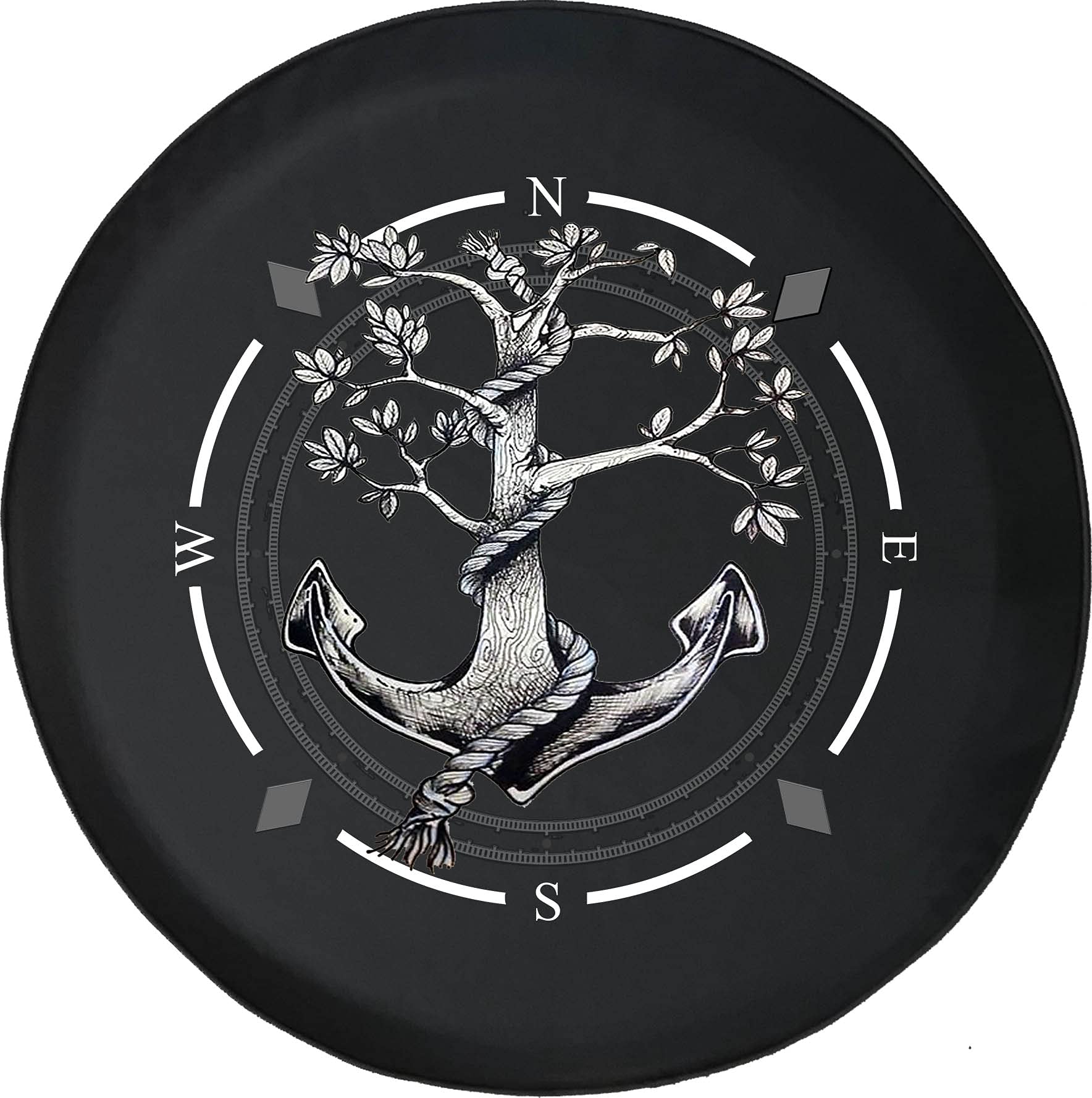 American Unlimited Spare Tire Cover with Compass & Anchor Design - Universal Fit for SUV, Trailer, RV & Most Vehicles - Durable Wheel Protection for Off-Road Adventures & Camping Trips