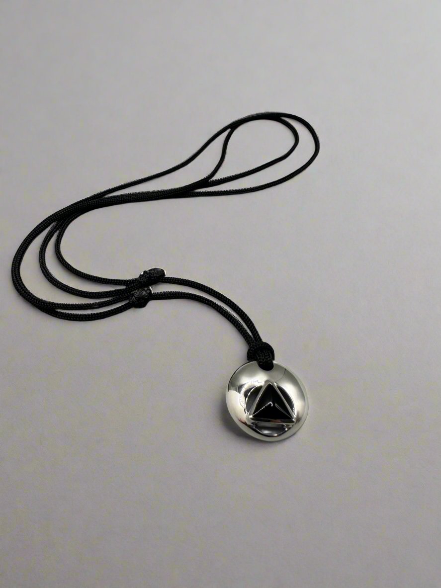 Circle of Recovery AA Symbol Silver Disk Pendant - Alcoholics Anonymous Jewelry for Men & Women - Perfect for 12-Step Meetings, Sobriety Gifts & Spiritual Support