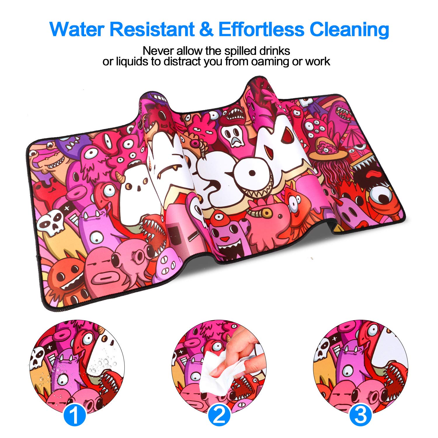 Large Extended Gaming Mouse Pad - 31.5x11.8 Inch Non-Slip Mouse Mat with Cool Graffiti Anime Design for PC, Laptop & Computer - Perfect for Gamers, Office Work & Home Use