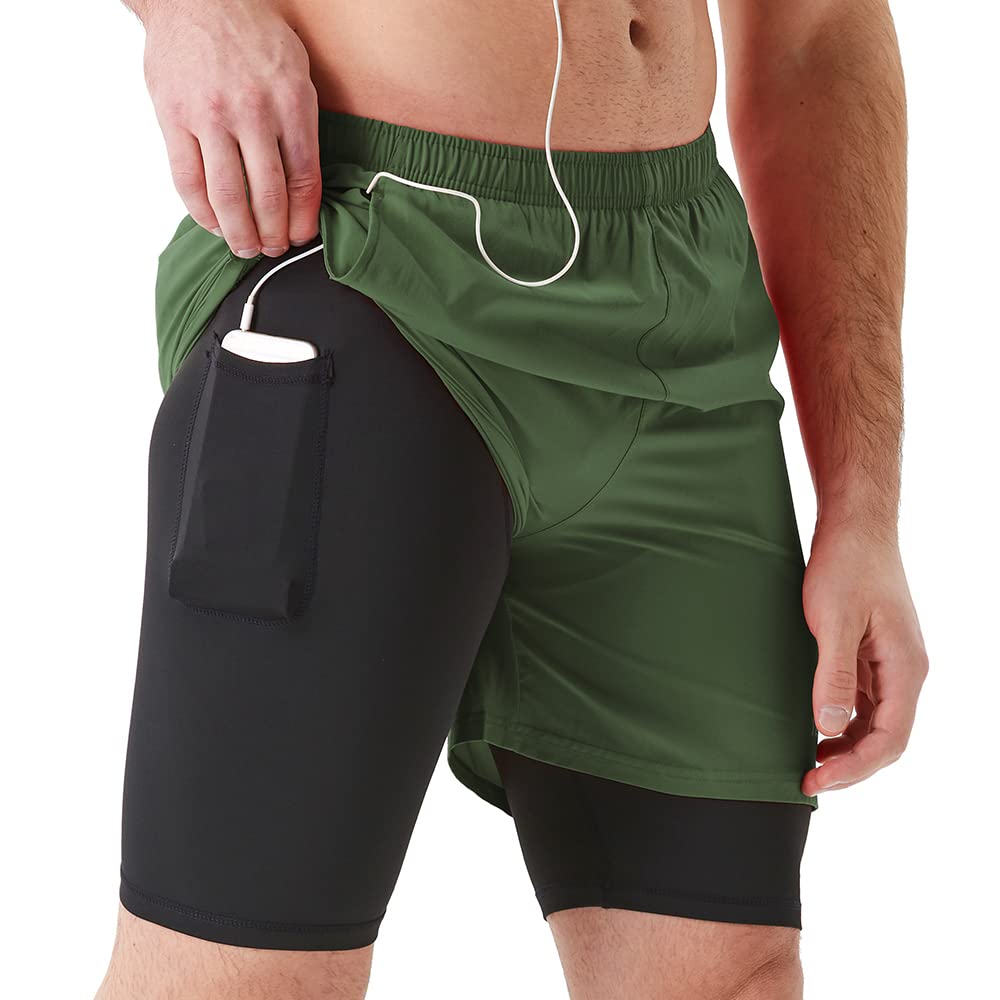 TENJOY Men's 2-in-1 Running Shorts 5