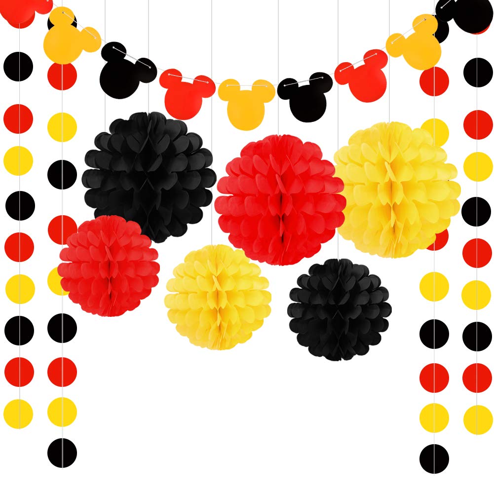 Vibrant Yellow Black Red Party Supplies - Birthday Decorations Garland for Festive Celebrations & Home Parties