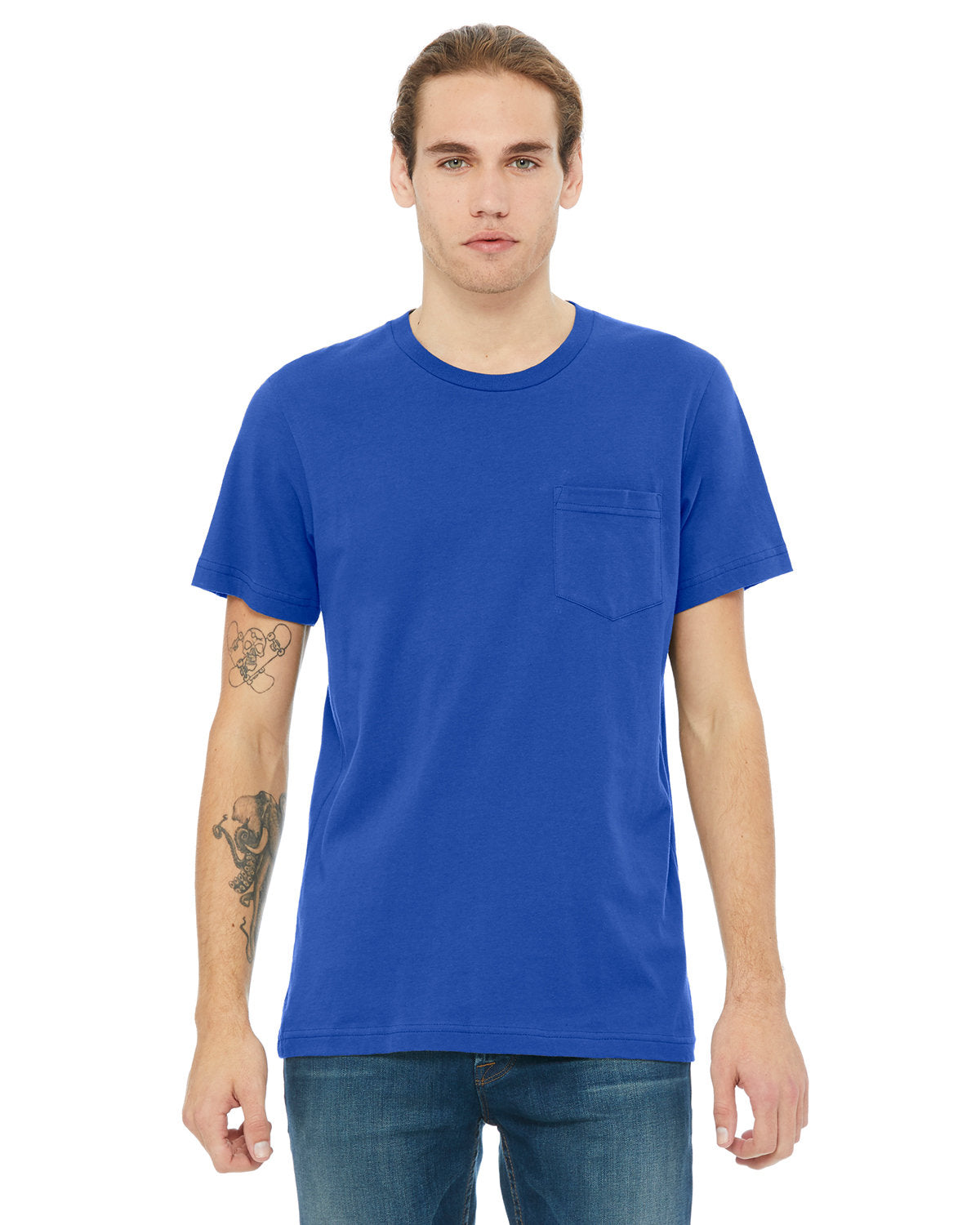 Bella + Canvas 3021 Men's Soft Comfortable Jersey Short Sleeve Pocket T-Shirt - Casual Wear, Workout, Everyday Outfit
