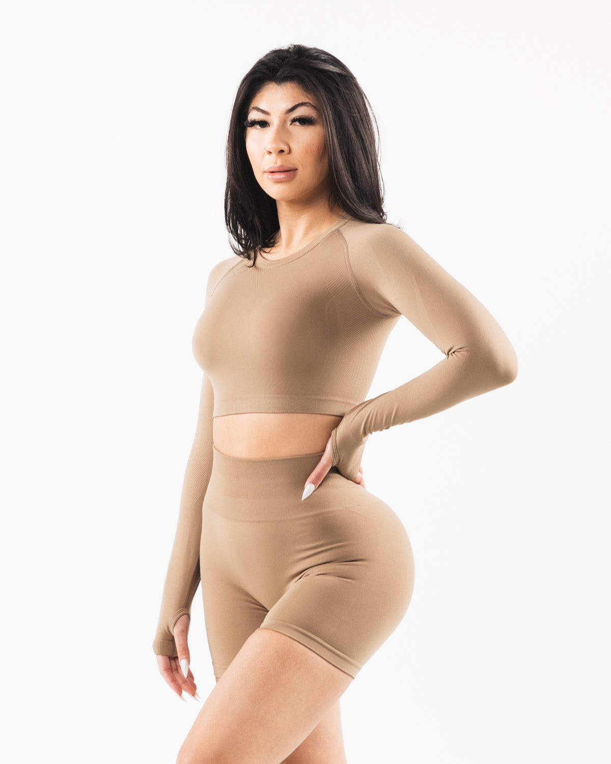 Stratus LS Crop Top in Chai - Comfortable & Stylish Women's Casual Shirt for Everyday Wear, Yoga, and Outdoor Activities