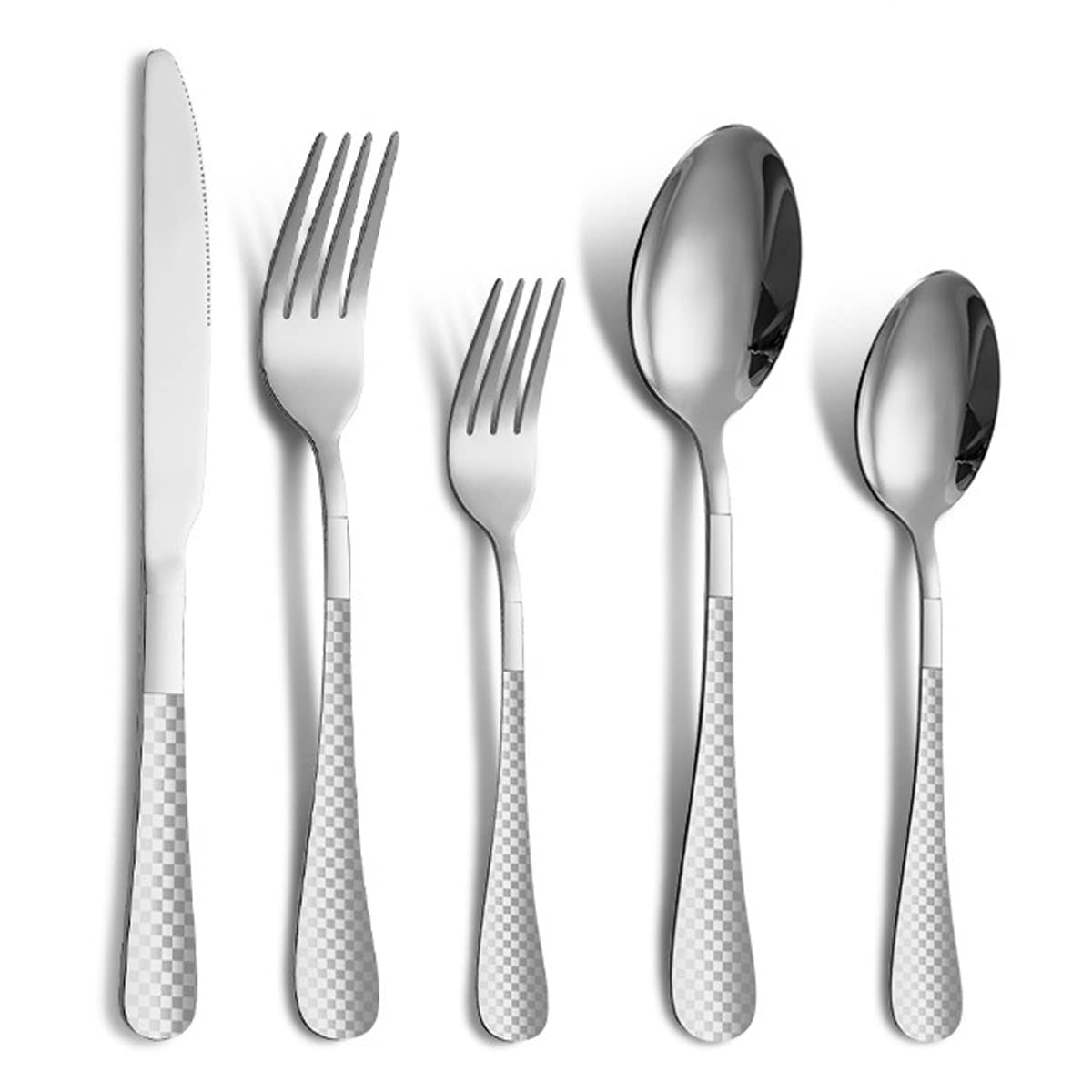 80-Piece Stainless Steel Flatware Set with Steak Knives - Black Silverware Cutlery Set for 16, Includes Knives, Forks & Spoons, Unique Pattern Design, Mirror Polish & Dishwasher Safe - Perfect for Dinner Parties, Restaurants & Home Dining
