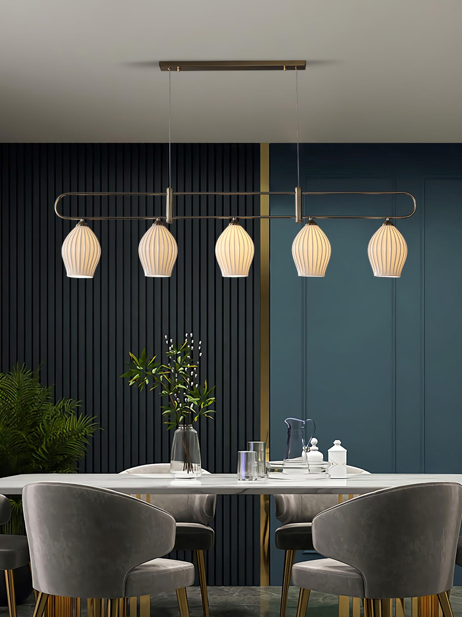 Modern Fin Pendant Light - Sleek Minimalist Ceiling Fixture for Dining Room, Kitchen Island & Bedroom Lighting - Dimmable LED Hanging Lamp with Adjustable Height