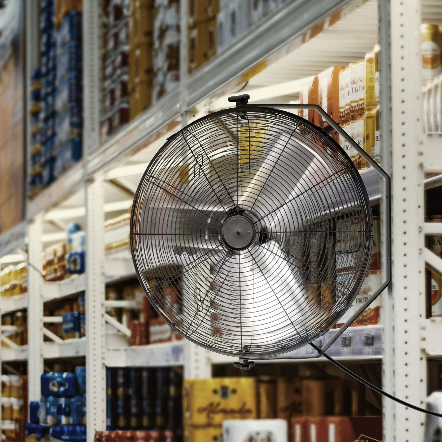 Simple Deluxe 24 Inch Industrial Wall Mount Fan - 3 Speed High Velocity Metal Fan for Warehouse, Greenhouse, Workshop, Factory, Basement & Patio Ventilation - Heavy Duty Commercial Fan for Cooling & Air Circulation - Black
