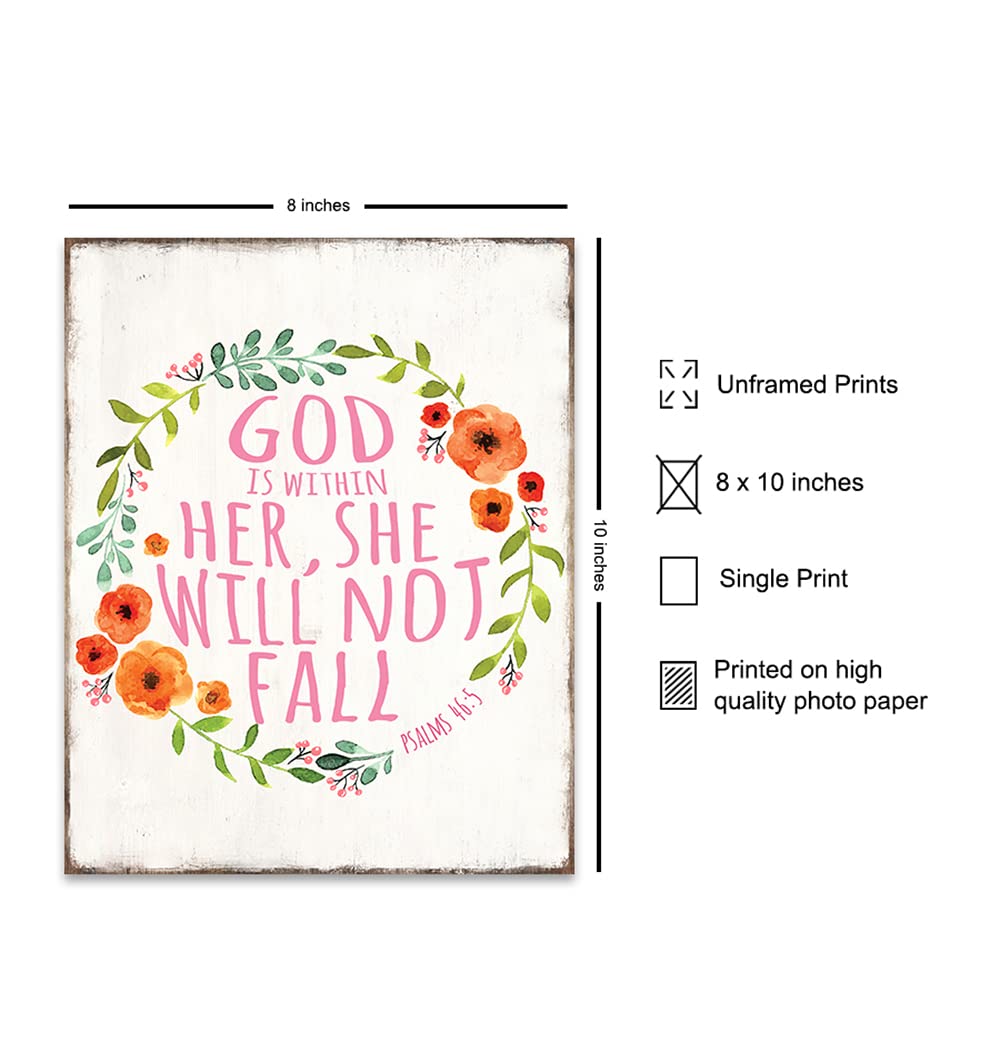 Inspirational Christian Wall Art - God is Within Her - Home & Office Decor