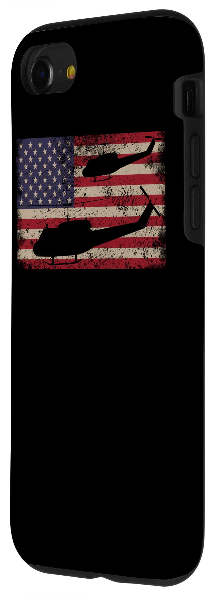 iPhone SE (2020)/7/8 UH-1 Huey Helicopter American Flag Phone Case - Patriotic Military Style Cover for Apple iPhone SE 2nd Gen, iPhone 7 & 8 - Perfect for Veterans Day, Memorial Day & 4th of July Celebrations