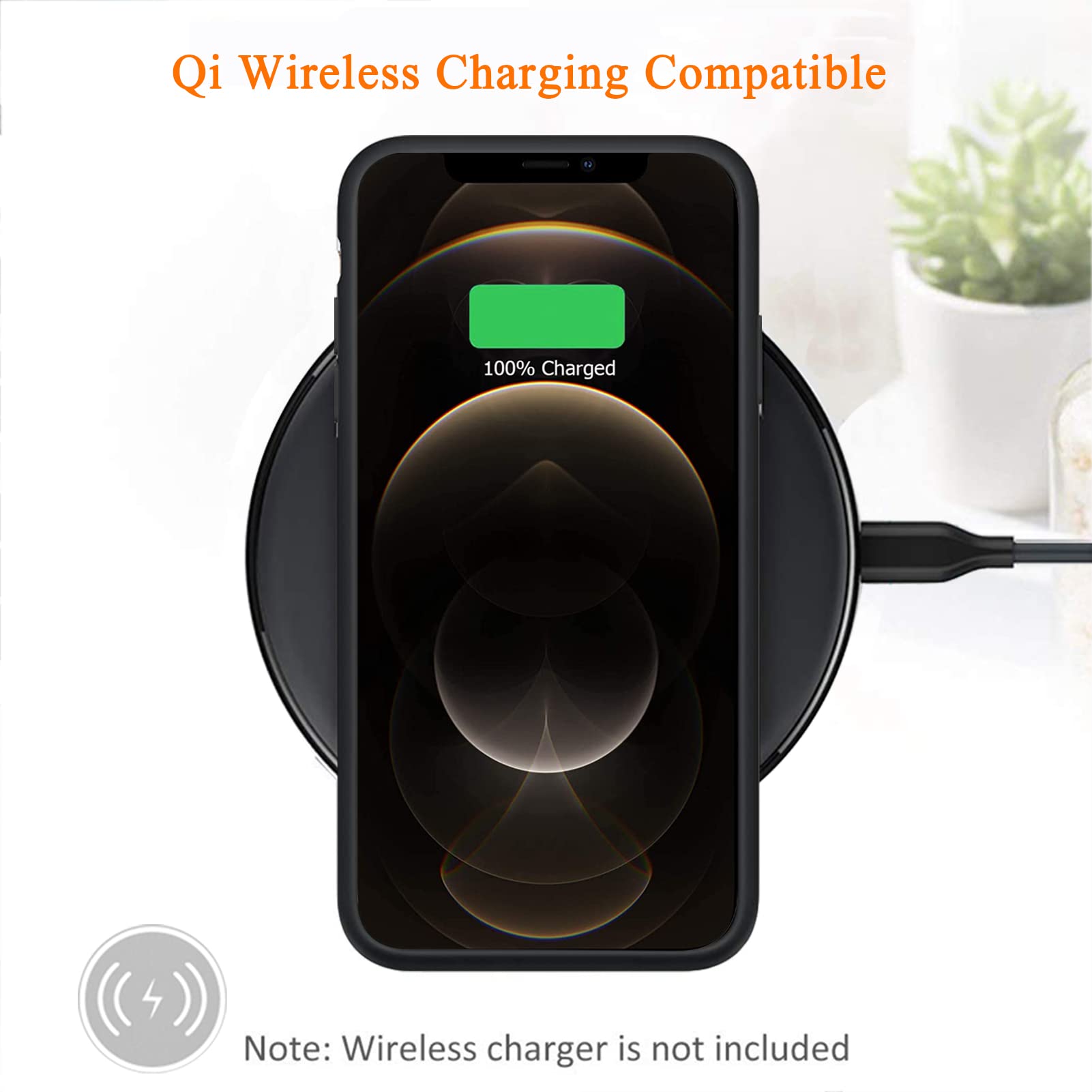10800mAh Wireless Charging Battery Case for iPhone 12 Pro Max (6.7 inch) - Rechargeable Portable Power Bank with CarPlay Support | Perfect for Travel, Work & Outdoor Activities (Black)