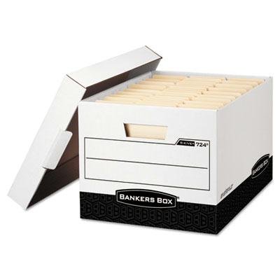 R-Kive Max Storage Box with Locking Lid - Legal/Letter Size, White & Black, 12-Pack Carton - Perfect for Office Organization, Document Storage & Home Filing Systems