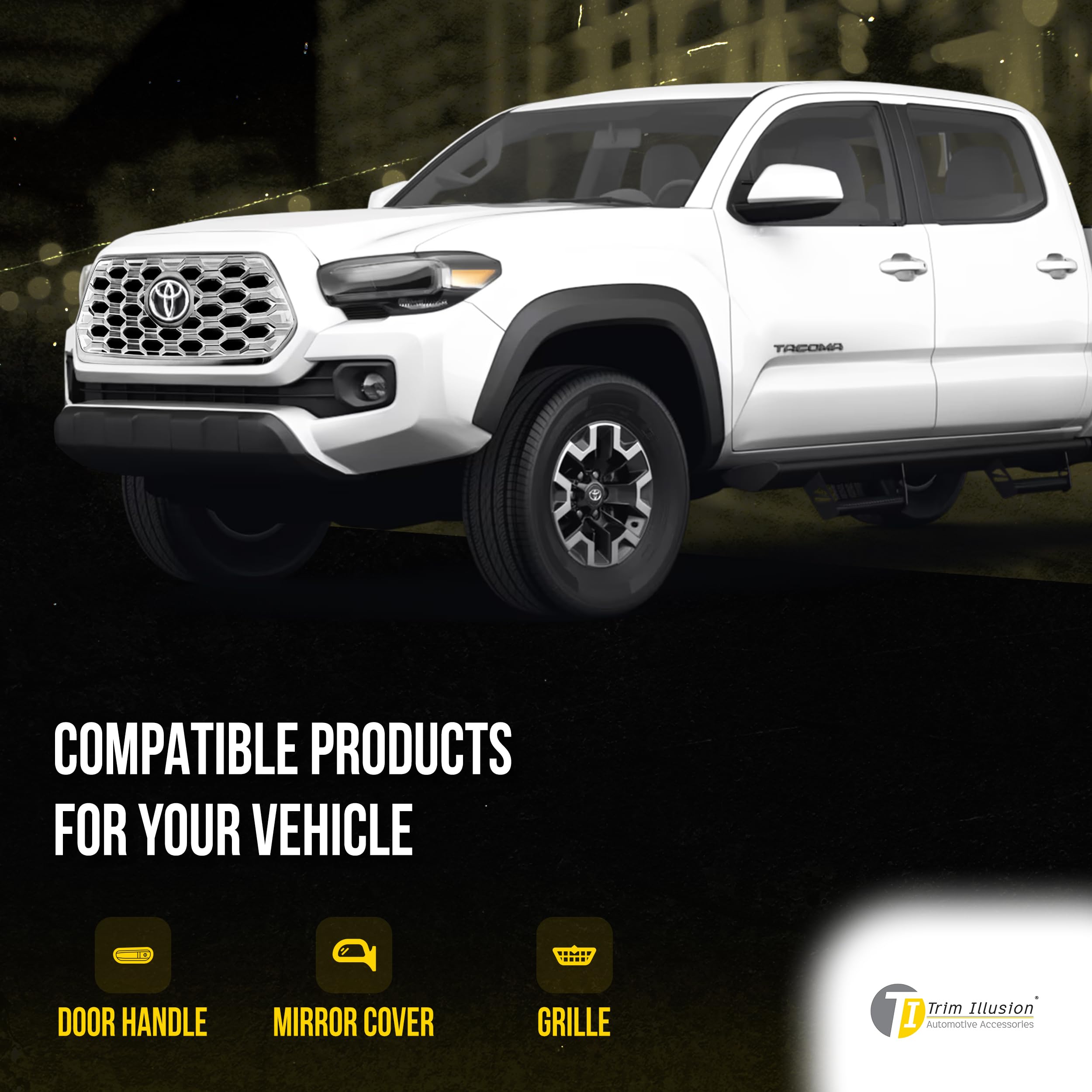 2020-2023 Toyota Tacoma TRD Sport/Off-Road Chrome Front Grille Overlay with Heavy-Duty 3M Adhesive Tape | Easy No-Tools Installation | US Patented Auto Accessory | Perfect for Off-Roading & Truck Customization