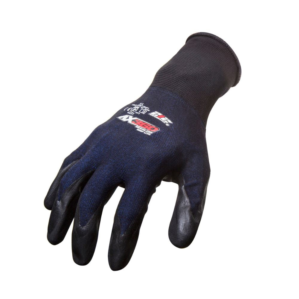 212 Performance AXGLT 05 009PR AX360 Grip Lite Nitrile Dipped Work Gloves - Medium, Black/Blue (1 Pair) - Durable & Comfortable for Construction, Warehouse & DIY Projects