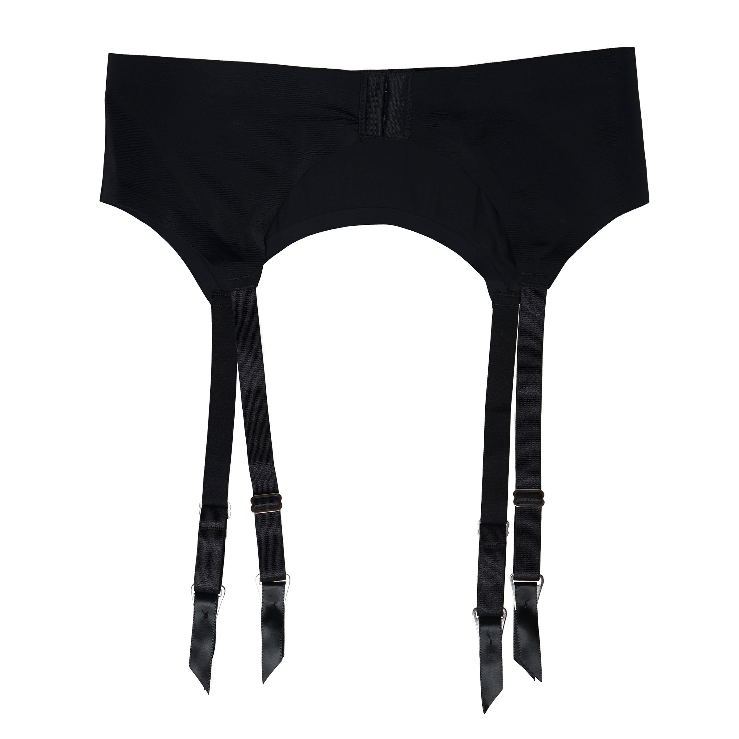TVRtyle Women's Black Seamless 4-Wide Strap Garter Belt with Metal Buckles - Sexy Lingerie for Stockings & Thigh Highs - Perfect for Bridal, Boudoir & Special Occasions (S506B)